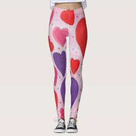Dag van de valentijn Harten in Roze, Paars en rood Leggings
