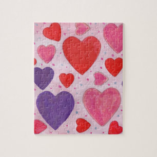 Dag van de valentijn Harten in Roze, Paars en rood Legpuzzel
