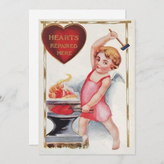  dag van de Valentijn Hier wordt de harten herhaal Feestdagenkaart (Voorkant / Achterkant)