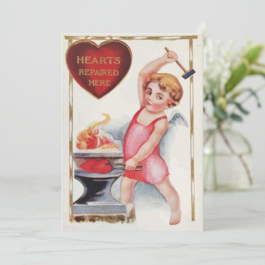 dag van de Valentijn Hier wordt de harten herhaal Feestdagenkaart (Staand voorkant)