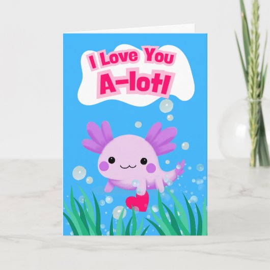 Dag van de valentijn Schattigee Axolotl met hart Kaart (Voorkant)