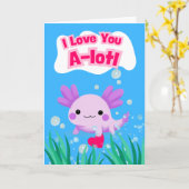 Dag van de valentijn Schattigee Axolotl met hart Kaart (Gele Bloem)