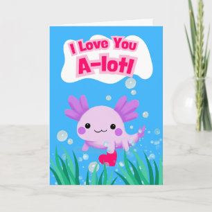 Dag van de valentijn Schattigee Axolotl met hart Kaart