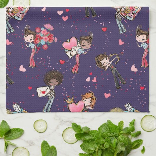 Dag van de valentijn theedoek (Gevouwen)