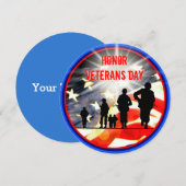 Dag van de Veteranen 5.25 x 5.25 Uitnodigingscirke Kaart (Voorkant / Achterkant)