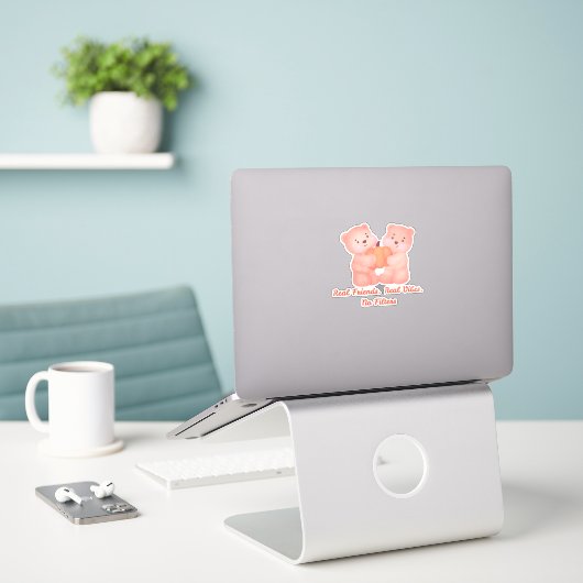 DAG VAN DE VRIENDSCHAP BESTE VRIEND, FUNNY BEARS V STICKER (Laptop op bureau)