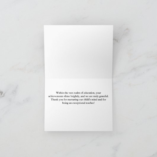 Dag van de waardering van de kunstklas bedankkaart (Binnen)