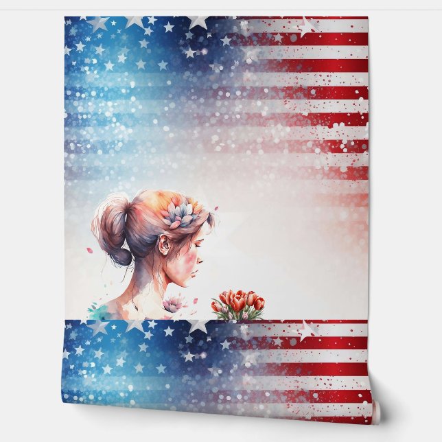 Dag van de waterverf Valentijn met patriottische f Behang (Afrollen)