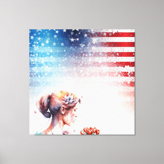Dag van de waterverf Valentijn met patriottische f Canvas Afdruk