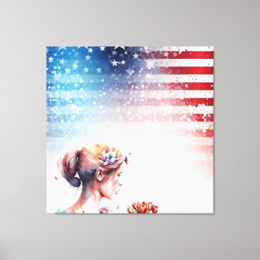 Dag van de waterverf Valentijn met patriottische f Canvas Afdruk (Voorkant)