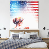 Dag van de waterverf Valentijn met patriottische f Canvas Afdruk (Insitu (Slaapkamer))