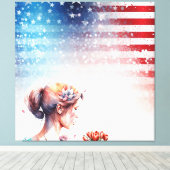 Dag van de waterverf Valentijn met patriottische f Canvas Afdruk (Insitu (Houten vloer))