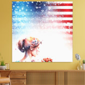 Dag van de waterverf Valentijn met patriottische f Canvas Afdruk (Insitu (Woonkamer))