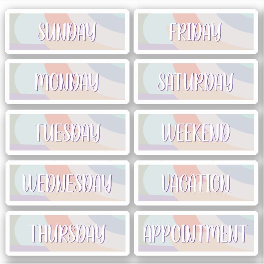 Dag van de Week Boho Sticker Blad (Voorkant)