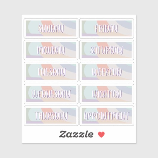 Dag van de Week Boho Sticker Blad (Vel)