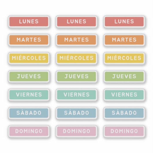 Dag van de week (Spaans) Sticker (Voorkant)