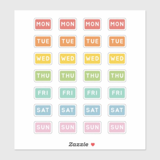 Dag van de week sticker (Vel)