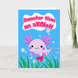 Dag van de zoete Valentijn Axolotl met hart Kaart