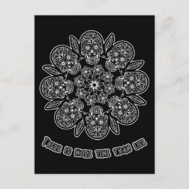 Dag van de zwarte achtergrond van de dode Mandala Briefkaart