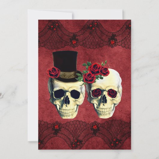 Dag van Dead Skull Bruid Bruidegom Huwelijksuitnod Kaart (Achterkant)