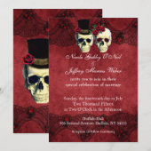 Dag van Dead Skull Bruid Bruidegom Huwelijksuitnod Kaart (Voorkant / Achterkant)