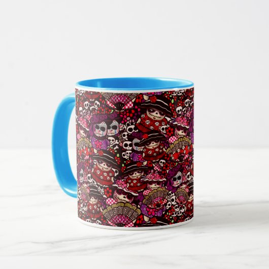 Dag van Dode Doodles Dia de los Muertos Mok (Voorkant links)