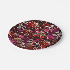 Dag van Dode Doodles Dia de los Muertos Papieren Bordje