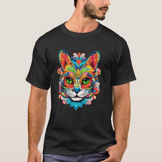 DAG VAN DODE KAT SUIKER ANTIKE schedel DIA DE LOS T-shirt (Voorkant)