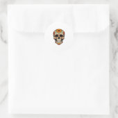 Dag Van Dode Suiker Schedel Bloem Hoofd Bot Ronde Sticker (Tas)