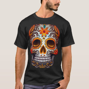 Dag Van Dode Suiker Skulptuur Bloem Hoofd Bot  T-shirt