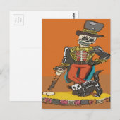 Dag van dodelijk skelton en kat briefkaart (Voorkant / Achterkant)