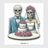 dag van dood Art Skelet Bruid En bruidegom Bruilof Sticker (Vel)