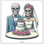 dag van dood Art Skelet Bruid En bruidegom Bruilof Sticker (Vel)