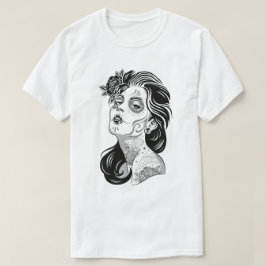 Dag van dood sexy meisje met rozen t-shirt