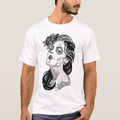 Dag van dood sexy meisje met rozen t-shirt (Voorkant)