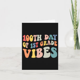 Dag van eerste klas Vibes Retro leraar Happy 100 D Kaart