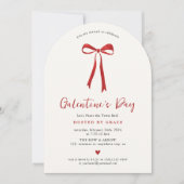 Dag van Girly Red Bow Galentine Kaart (Voorkant)