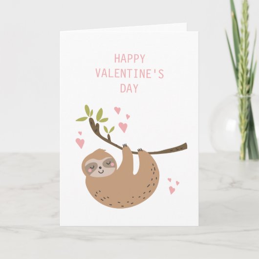 DAG VAN HAPPY VALENTINE | Sweet Heart Sloth Feestdagen Kaart (Voorkant)