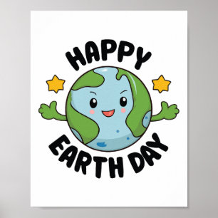 Dag van het Aardbewustzijn Schattige Planeet Fijne Poster