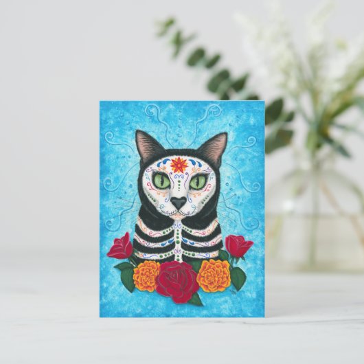 Dag van het Briefkaart van de Dode Kat Suiker Kuns (Staand voorkant)