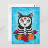 Dag van het Briefkaart van de katachtige kattenkop (Voorkant / Achterkant)