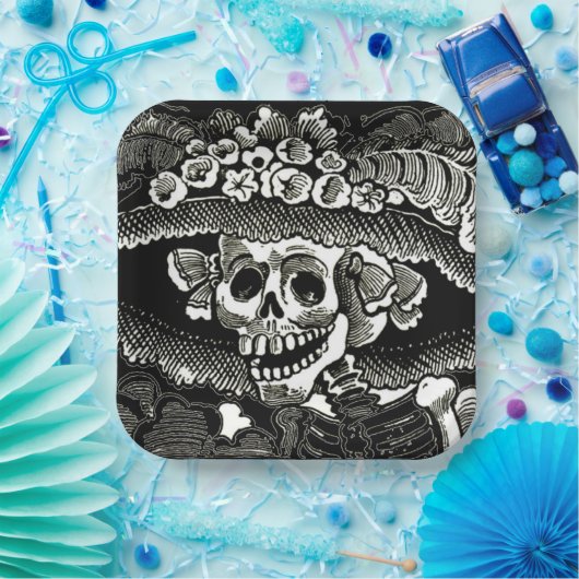 Dag van het Dead Paper - José Guadalupe Posada Papieren Bordje (Feest)