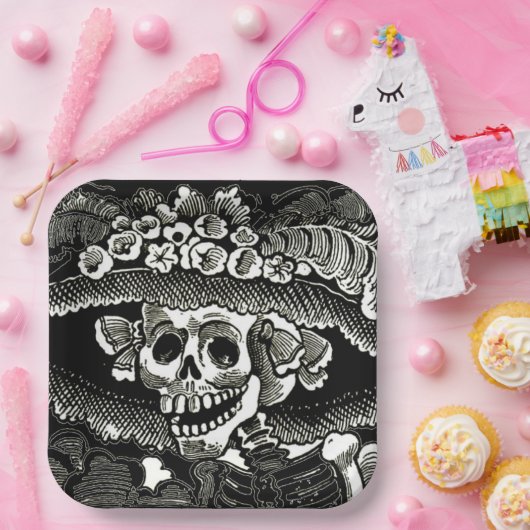 Dag van het Dead Paper - José Guadalupe Posada Papieren Bordje (Feest)