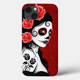 Dag van het Dead Sugar Skull Girl - Deep Red iPhone 13 Hoesje