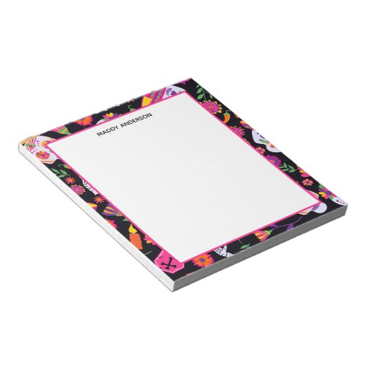 Dag van het Dead Sugar Skull Pattern op maat Notitieblok (Schuin)