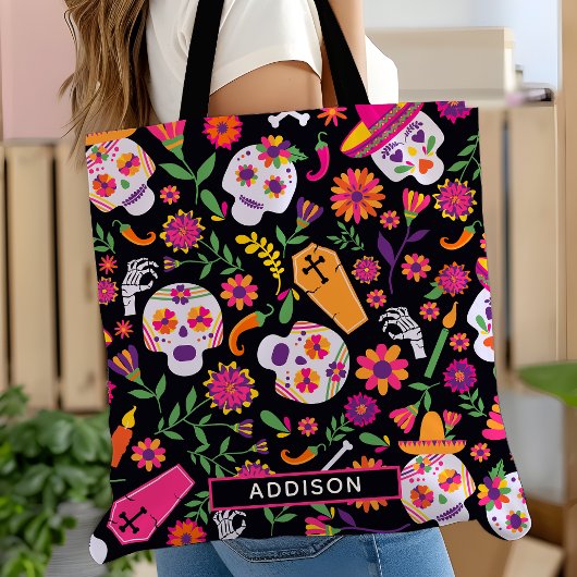 Dag van het Dead Sugar Skull Pattern op maat Tote Bag