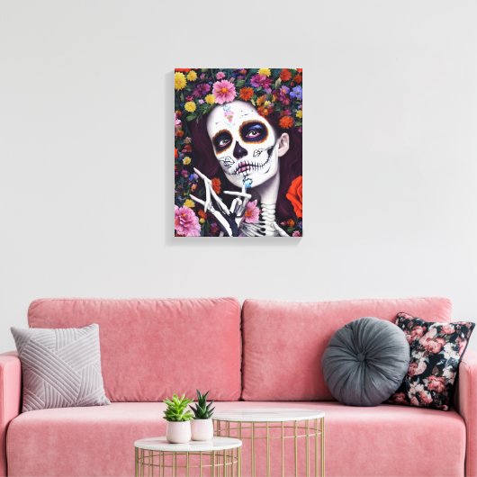 Dag van het dode AI Gegenereerd Verrekte Canvas (Insitu (Woonkamer))