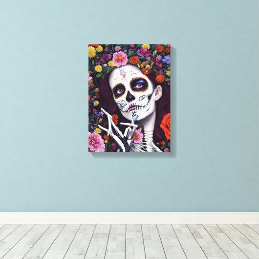 Dag van het dode AI Gegenereerd Verrekte Canvas (Insitu (Houten vloer))