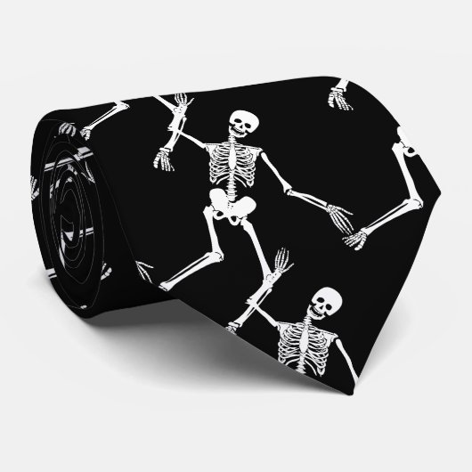Dag van het dode, grappige skeletspatroon stropdas (Opgerold)