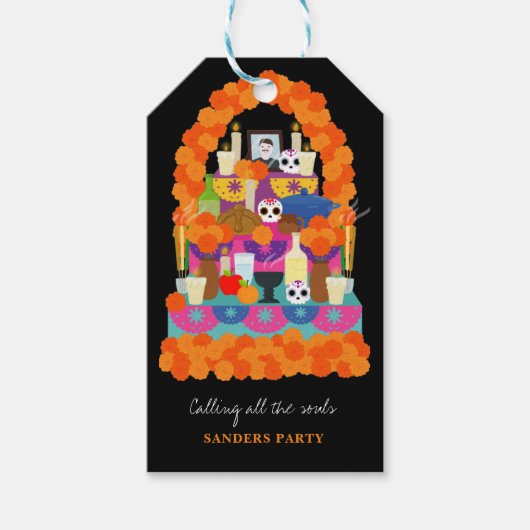 Dag van het dode halloween feest cadeaulabel (Voorkant)